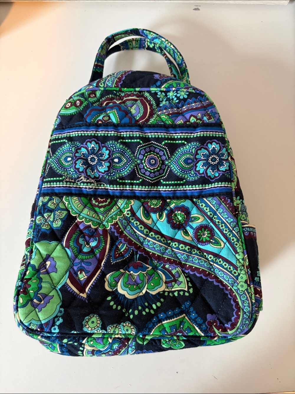 Vera Bradley Teal, Blue & Green Paisley Quilted Mini lined Backpack or lunch bag